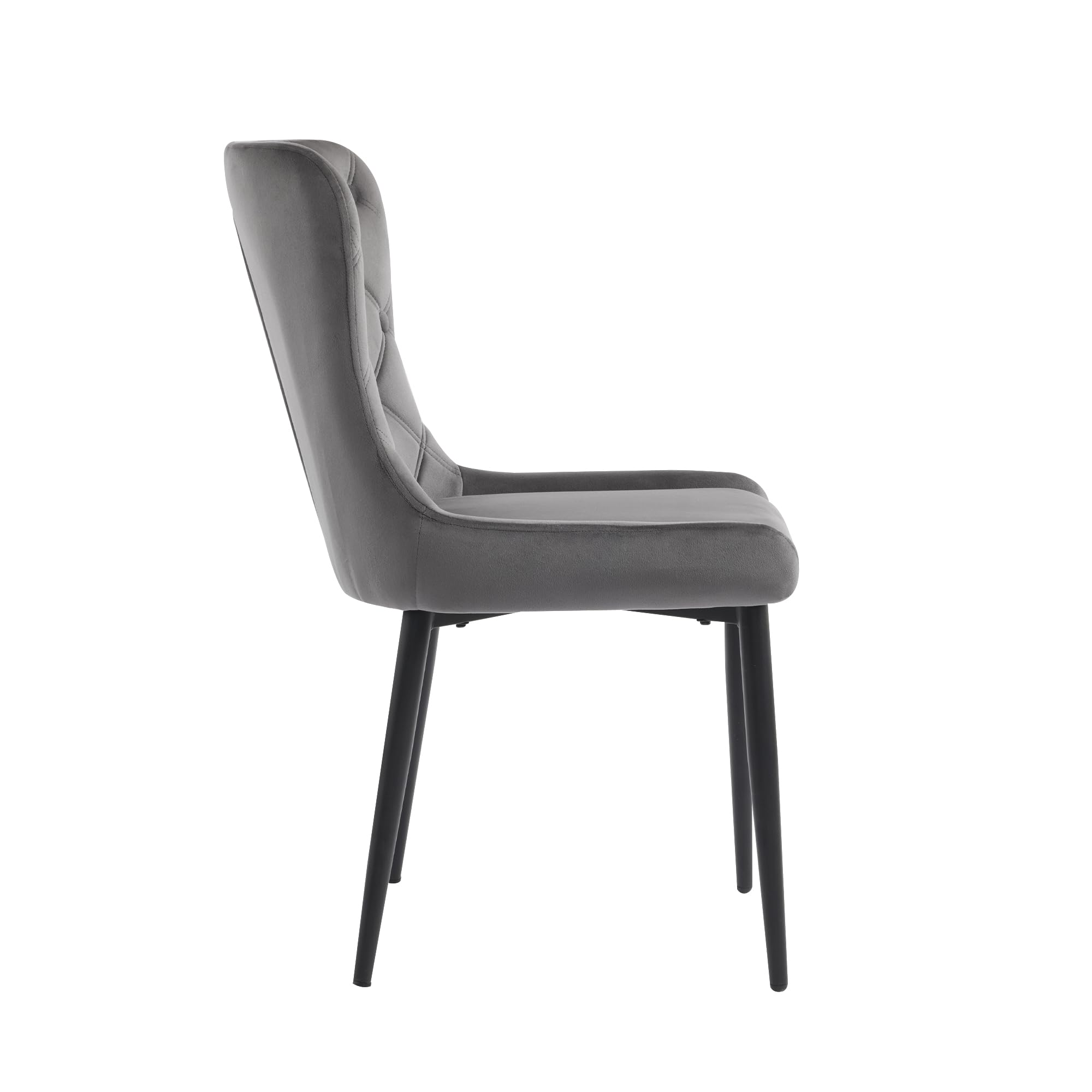 YESGIGA Sillas de comedor con respaldo, Silla de cocina con tapicería de terciopelo Silla acolchada de metal, Silla ergonómica, patas de hierro plateadas (2, gris oscuro B)