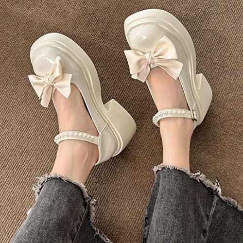 Image of Women's Platform Mary Janes Heart Cat Buckle Rivets Ankle Lolita Gothic Princess Platform Pumps Patent Leather Thorn Vintage Traditional Embroidery Upper Dress Shoes