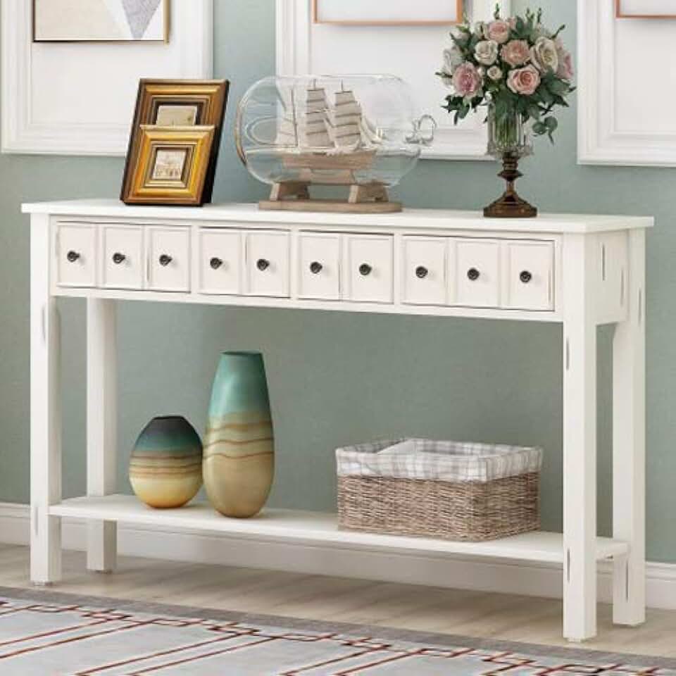 60" console table with drawers