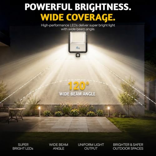 Image of Forus 100W LED Flood Light, 100 Watt Outdoor LED Light for Home & Garden, Waterproof LED Focus Light 100W with Motion Sensor, Day-Night Auto On /Off (Natural White) - 1PC