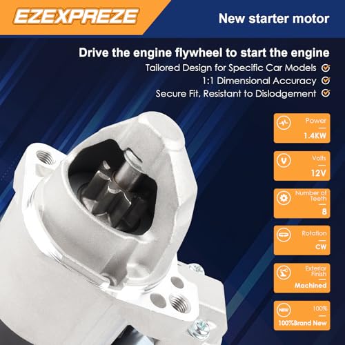 Image of Ezexpreze 17994 Starter Compatible with Chrysler Sebring 2.4L 07-10 Dodge Avenger 2.4 08-10 Caliber 1.8L 2.0L 2.4 07-12 Journey 2.4 09-20 Compatible with Jeep Compass 07-17 Patriot 07-17 5034555AA