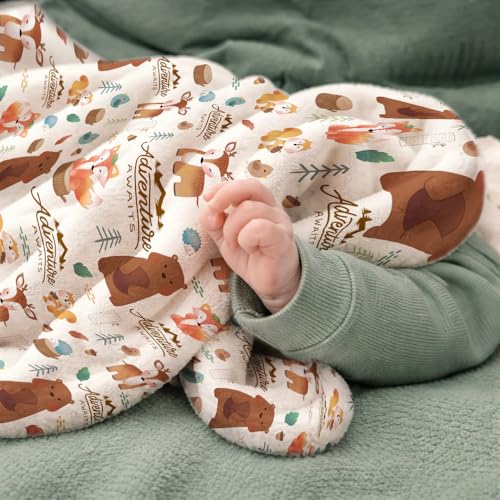 Image of Baby Blanket for Boys Girls, Woodland Animals Baby Blankets for Son Daughter, 30x40 inches Super Soft Fleece Blanket for Newborn Infant, Lightweight Bed Throw Nursery Blanket