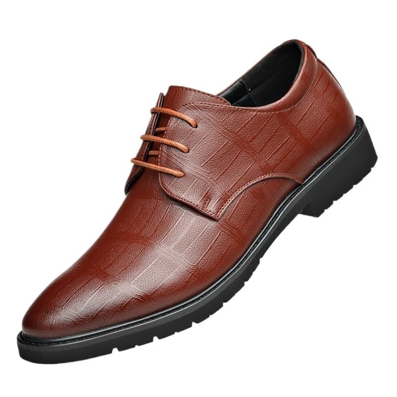 Men 2.3in Invisible Height Increasing Elevator Shoes New Men's Genuine Leather Shoes Soft Sole Mens Wedding Shoes Banquet Dress Shoes Conference Business Shoes2