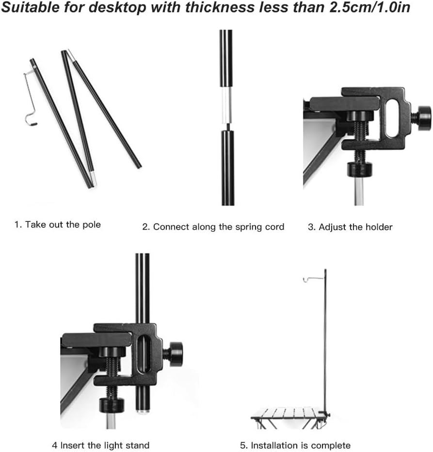 Portable Camping Light Stand - Adjustable Aluminum Tripod Lantern Holder with Storage Bag for Outdoor, BBQ & Travel (30.4-90.5cm)‌