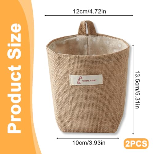 OUDQFCJ 2 pcs Baumwolle Leinen Aufbewahrungstasche, abnehmbar, faltbar, waschbar, hängende Aufbewahrungstasche, Hamper Organizer für Wand, Tür, Zimmer, Badezimmer