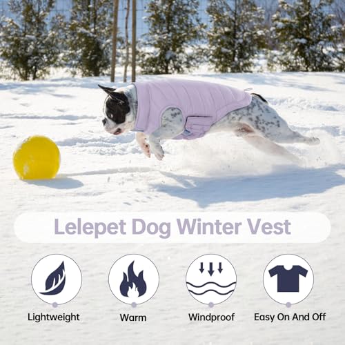 Image of Lelepet Reversible Dog Coat Windproof Dog Puffer Jacket Lightweight Vest