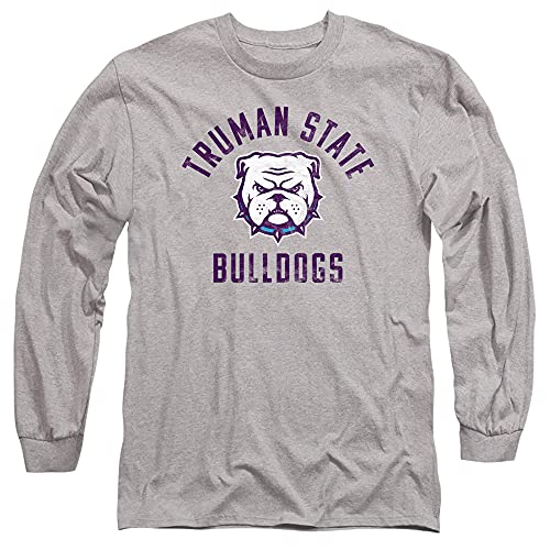 Truman State University Official Bulldogs Logo Unisex Adult Long-Sleeve T Shirt,Athletic Heather, Large