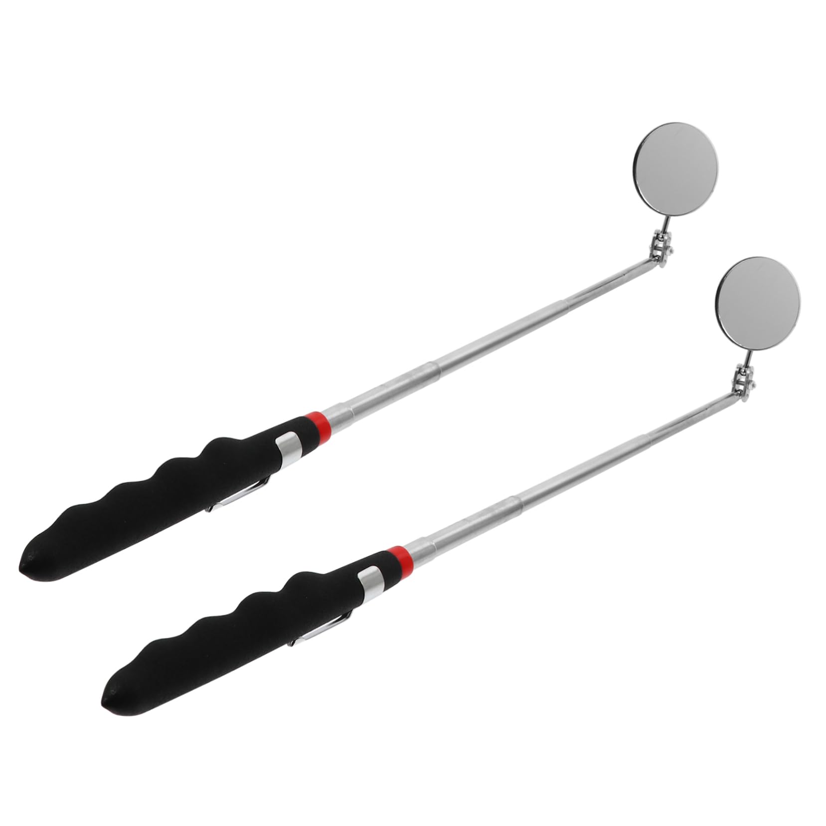OUNONA 2pcs Telescoping Flexible Inspection Mirror Set Round Auto Inspection Tool Viewing for Vehicle Under- and Hard Reach Areas