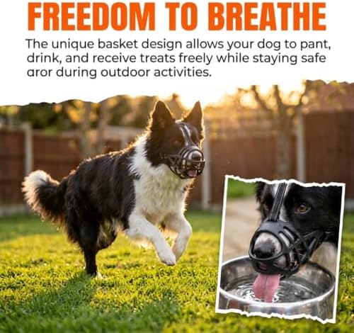Breathable Basket Dog Muzzle for Large Breeds | Adjustable Mask with Reflective Straps | Allows Drinking & Treat Feeding | Perfect for German Shepherd, Husky, Labrador,L — view 6