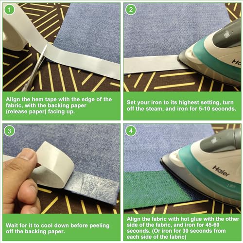 kepaibos double sided iron on hem tape with backing easy-iron washable fusible no sew tape for fabric standard 14 inch wide x 20 yards x 2 rolls