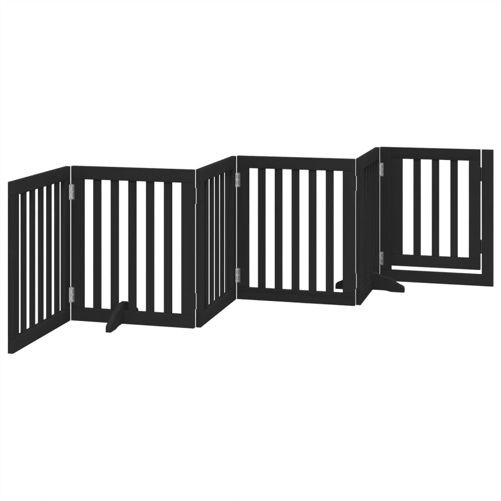 6 cancelli per cani pieghevoli in legno di pioppo, 300 cm, con porta, nero, autoportante, pieghevole, per interni, giardino, campeggio, come recinto per cani e cuccioli, con elemento a