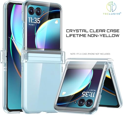 Image of T TECLUSIVE Hard Shell Transparent Crystal Clear Case Compatible for Moto Razr 60 /50 with Hinge Protection | Lifetime Non Yellowing Clear Case Plastic Cover for Razor 60 50 (Not for Ultra Model)