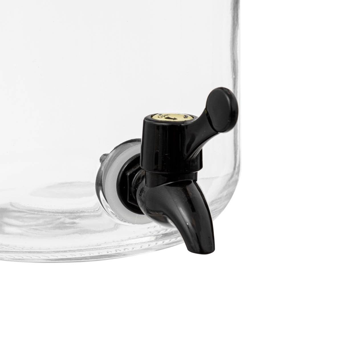 Avilia Dispenser con rubinetto, Fontana Di Vetro Per Bevande con capacità di 6,6L con Supporto in Metallo e 6 Bicchieri