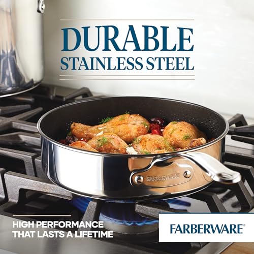 Image of Farberware Millennium Stainless Steel Nonstick Cookware Induction Pots and Pans Set, 10-Piece Kitchenware Set