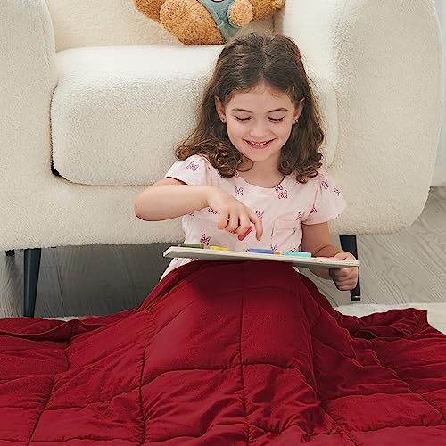 Image of yescool Weighted Blanket (7 lbs, 41 inch x 60 inch, Red) Cooling Heavy Blanket, Perfect for 60-90 lbs, Breathable Throw Blanket Gifts with Premium Glass Bead, Machine Washable