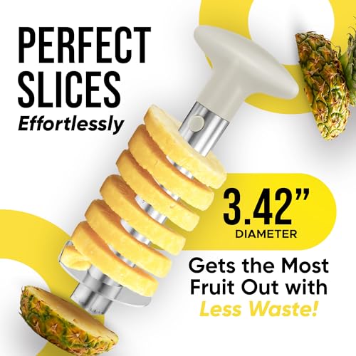 Image of Zulay Kitchen Pineapple Corer and Slicer Tool - Stainless Steel Pineapple Cutter for Easy Core Removal & Slicing - Super Fast Pineapple Slicer and Corer Tool Saves you Time (Ivory)