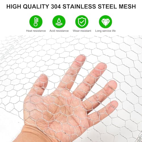 0.4 x 5 m Maschendraht Verzink, Kaninchendraht, Hasendraht Drahtzaun, Hühnerdraht Feinmaschig, Dechseckgeflecht für Tierzäune, Handwer ksartikel, Gemüsegarten, Heimwerker und Heimdekore