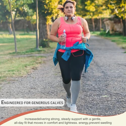 Image of Diu Life 3 Pairs Plus Size Compression Socks for Women and Men Wide Calf Extra Knee High Support for Circulation