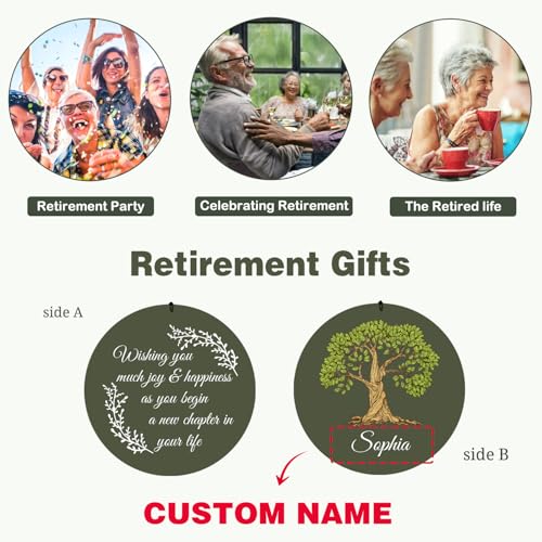 Image of ASTARIN Personalized Happy Retirement Wind Chimes, Tree of Life Retirement Wind Spinner Gift for Women /Men Teacher Coworker 2024, Going Away Farewell Gifts, Deep Tone Larde Wind Chime