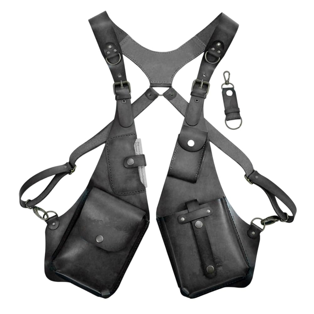 Premium Leather Adjustable Underarm Shoulder Bag with Anti-Pickpocket Harness for Men and Women Double Shoulder Armpit Bag