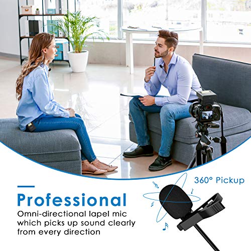 BALILA UHF 100-channel Wireless Lavalier Microphone System for DSLR Mirrorless Camera Camcorder Smartphone-Professional Wireless Lapel Microphone System for Interview YouTube Video Recording ENG EFP.