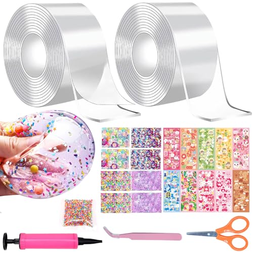 Booaee Traceless Adhesive Nano Tape Nano Tape Bubbles Set BubbleTape Set Klebeband BubbleTape Ball Diy Craft Kit kawaii deko Bubbles MultipurposeTape Handmade Transparent (Transparent)