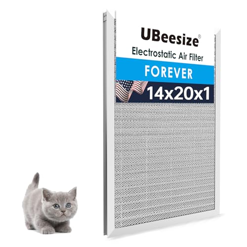 Image of UBeesize 14x20x1 Reusable Electrostatic Air Filter HVAC AC Furnace Filter,MERV 8, Washable, Lasts a Lifetime,Permanent Air Filter,Breathe Fresher,Home And Office(Actual Size:13.5x19.5x0.82 Inch)