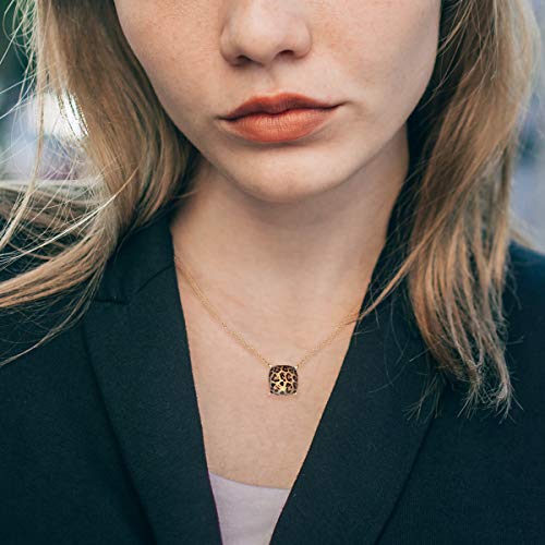 NTLX Pendant Necklace for Women - Dainty Cushion Cut Gemstone Necklace with 16-19” Chain - Simple, Delicate, Tasteful Acrylic Gems with a 14K Gold-Plated Brass Chain - Colorful Gems3