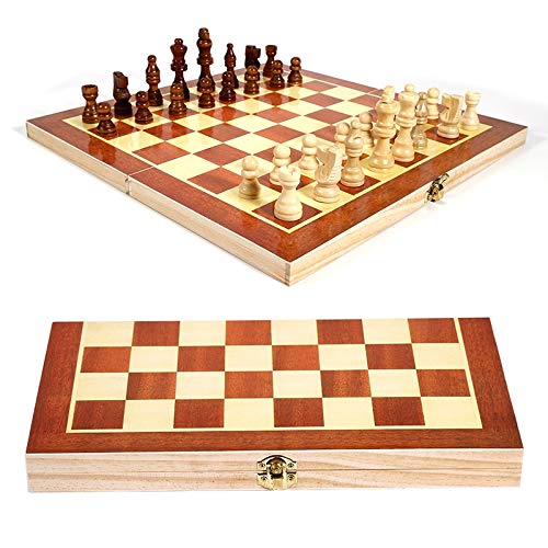 MRKU Set di Scacchi in Legno Scacchiera Pieghevole Internazionale Gioco di Scacchi in Legno Backgammon Walk Entertainment Versione Inglese Scacchi