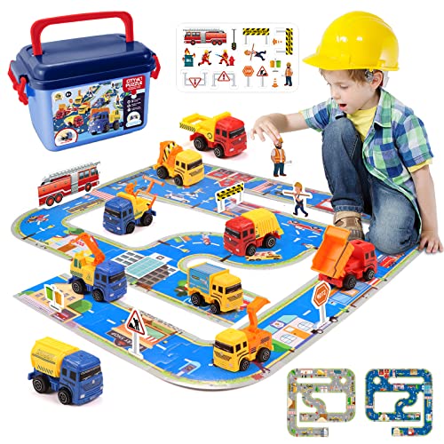 Juguetes, Baby Product WOLADY 9PCS Juguete de tránsito ferroviario de vehículos de ingeniería de Juguete con señales de tráfico de Escena para ejercitar el Pensamiento y la...
