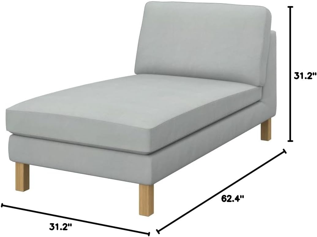Soferia Replacement Compatible Cover for Karlstad Free Standing Chaise Longue, Fabric Eco Leather Light Grey