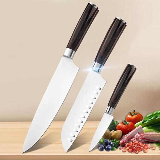 Set Cuchillos Cocina 3 Piezas Acero Inoxidable miniatura 3
