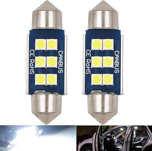 Bombilla LED Festoon C5W de 1.65 pulgadas, 1.61 pulgadas, 6000 K, color blanco 6411 239 569 578 212-2 2112 212 212 214-2 con Canbus sin errores para