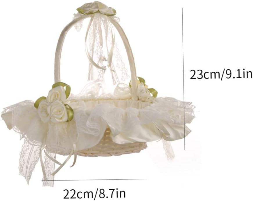 Wedding Basket Lace Flower Basket Flower Girl Handwoven Romantic for Decoration