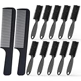 SQULIGT 10 Pcs Barber Clipper Cleaning Brush and 2 Pcs Beard Comb, Barber Accessories, Beard Styling Detangling Combs, Blade Trimmer Cleaning Mini Brushes Bulk Set, Beard Hair Combs Tool Set(Black)