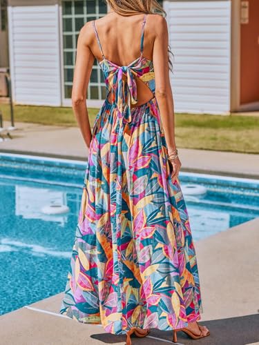 Image of CUPSHE Women's Maxi Dress Floral Print Twisted V Neck Sleeveless Long Dress Summer Casual Dress