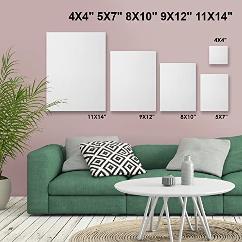 Image of GOTIDEAL18Pcs Stretched Canvases for Painting Multi Pack 4x4, 5x7, 8x10,9x12, 11x14 Set, Primed White - 100% Cotton Artist Blank Canvas Boards for Painting, Acrylic Pouring,Oil Paint