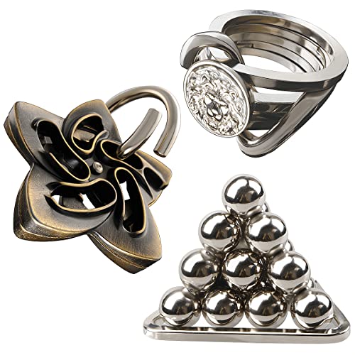 Mhy Brain Teaser Puzzles,3Pcs Cast Metal Puzzle Game Toys,3D Highly Difficult Adult Puzzles, Iq Educational Box For Teens #TOP8