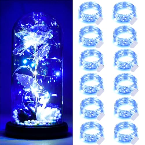 Dufuso Lot de 12 Guirlande led à pile, 2m 20 LEDs Mini Guirlande Lumineuse Intérieur IP65 Étanche pour Interieur Exterieur, Vacances, Mariage, Fête, Noël...