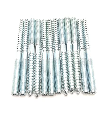 Image of Hanger Bolt M8x100 Silvery Double Headed Bolt Self-Tapping Screw with Hexagon for Furniture 12Pcs
