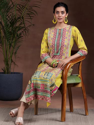 Image of Libas Womens Printed Crepe Straight Kurta for Women Suit