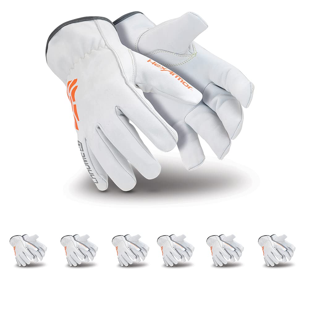 HexArmor | Traditional Style | Leather | Cut And Heat Resistant | Work Gloves | 6-Pack | Chrome SLT  Series 4061 | Large