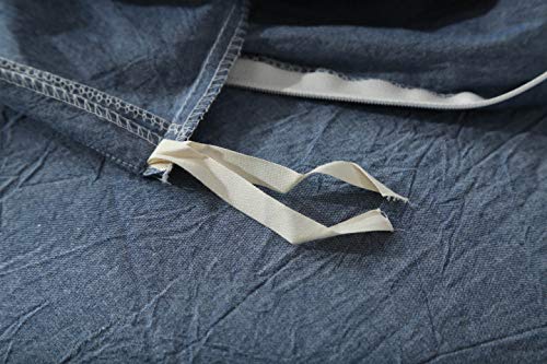 Image of F.Y.Dreams 100% Washed Cotton Duvet Cover for Weighted Blanket 48x72 inches with 16 Ties,Zipper on Long Side /Demin Blue /Just Duvet Cover