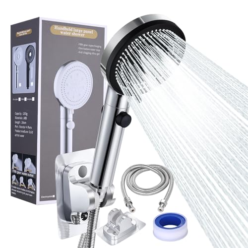LETOUR Stainless Steel Handheld Shower Head Set 5.12in 3 Spray Settings Wall-Mounted ABS Chrome Finish with Silicone Nozzles Ideal for Hotels & Home Bathrooms