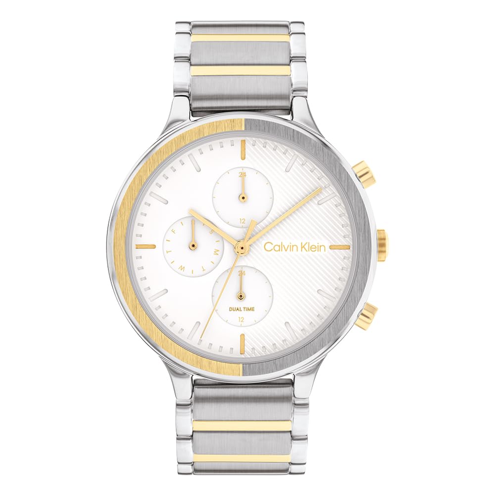 Calvin Klein Analogue Multifunction Quartz Watch for Women Energize Collection with Two-Tone Stainless Steel Bracelet - 25200239
