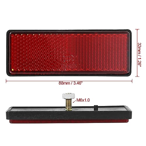Image of F FIERCE CYCLE Pair M6x1.0 Red Rectangle Universal Screw Mount Reflective Warning Reflector for Motorcycle Bike (Pack of 3)
