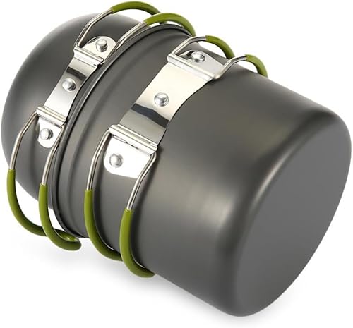 Miniatura 7 de GRIRIW Juego de ollas de camping portátiles de 2 piezas, mango ligero para utensilios de cocina al aire libre, senderismo, mochilero