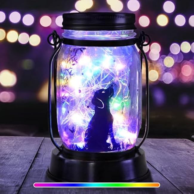 Dog Solar Lanterns Dog Lover Gifts for Women Men Dog Lovers Gifts Hanging Dog Lanterns with Stake for Yard Lawn Garden Decor Waterproof Dog Lights Torches