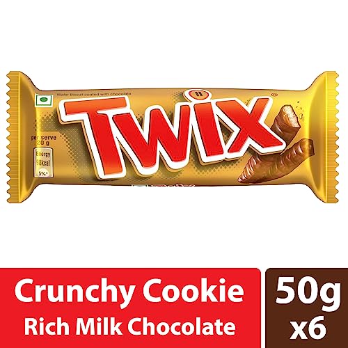 Image of Twix Caramel Cookie Chocolate Bar | Loaded with Soft Nougat, Chewy Caramel, & Crunchy Cookie | Premium Chocolate Pack for Sharing with Family & Friends | 50 grams | Pack of 6
