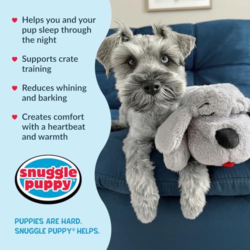 Image of Snuggle Puppy Heartbeat Toy, Calming Comfort, Medium Breeds - Gray | Calming heartbeat toy, crate training comfort, heat pack, new puppy essentials, first nights, sleep, medium breeds 25-70 lbs